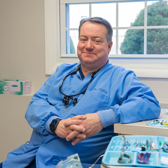 Dr. Edward J. Balling in his scrubs